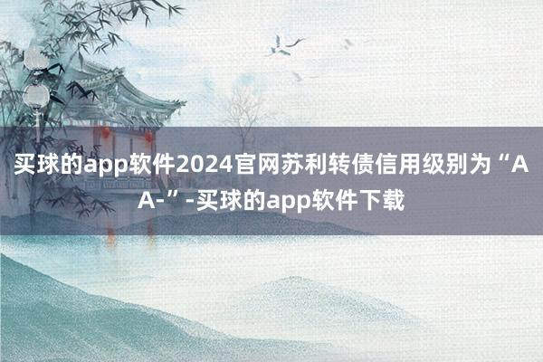 买球的app软件2024官网苏利转债信用级别为“AA-”-买球的app软件下载