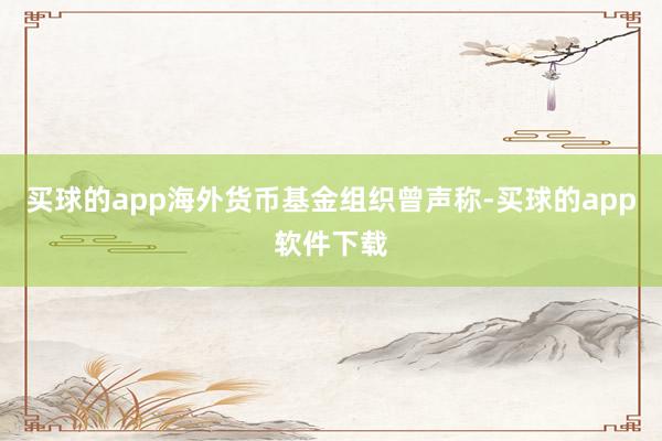 买球的app海外货币基金组织曾声称-买球的app软件下载