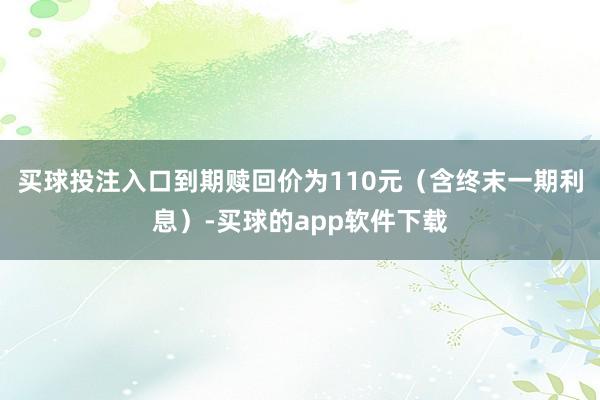 买球投注入口到期赎回价为110元(含终末一期利息)-买球的app软件下载